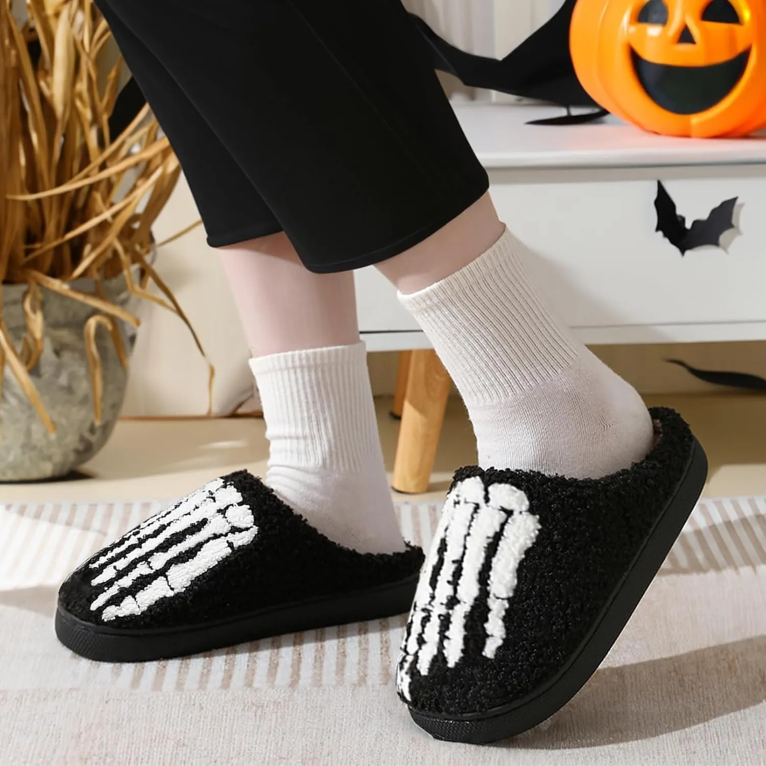 Women's Men's Bolt Happy Leopard Print Slippers Memory Foam Soft Plush Slippers Warm Non-Slip Home Shoes