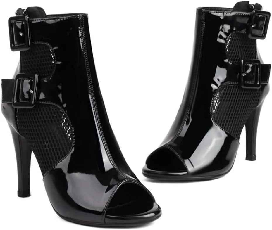 Women's Mesh Sandals Peep Toe High Top Sandals Lace Up Summer Open Toe Bootie