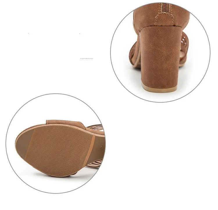 Women’s Open Toe Roman High Heel Shoes