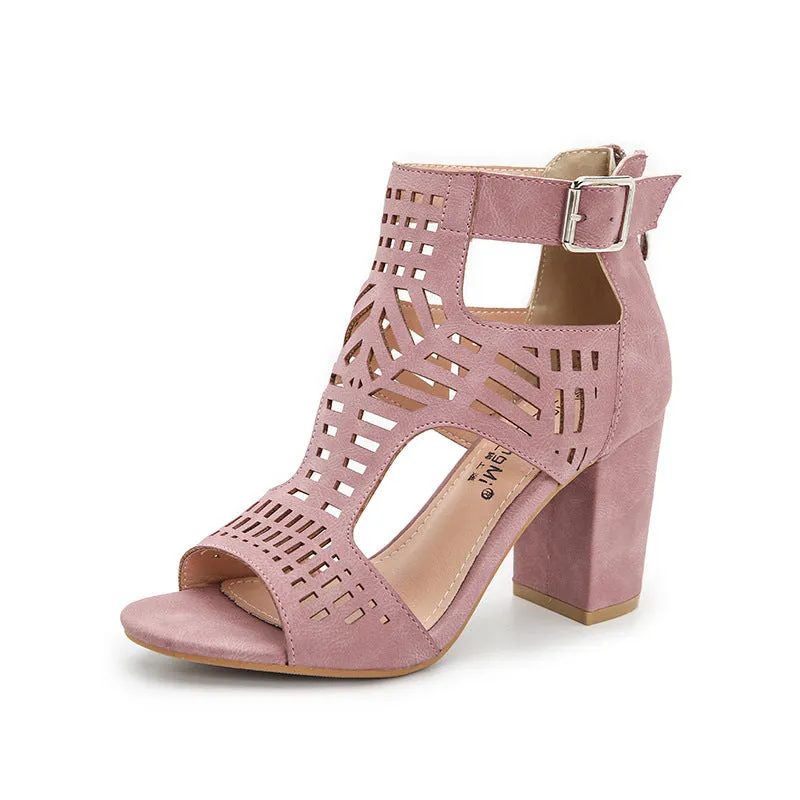 Women’s Open Toe Roman High Heel Shoes