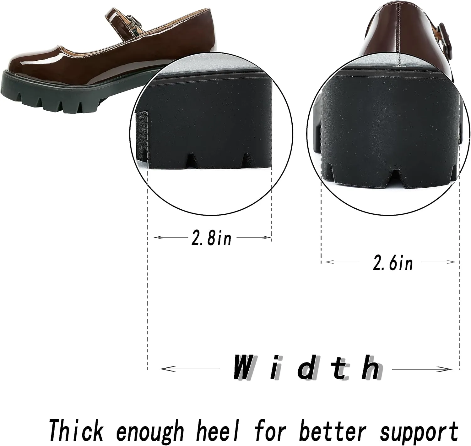 Women's Round Toe Ankle Strap Mary Janes Platform Low Heel Chunky Pumps Oxford Dress Shoes