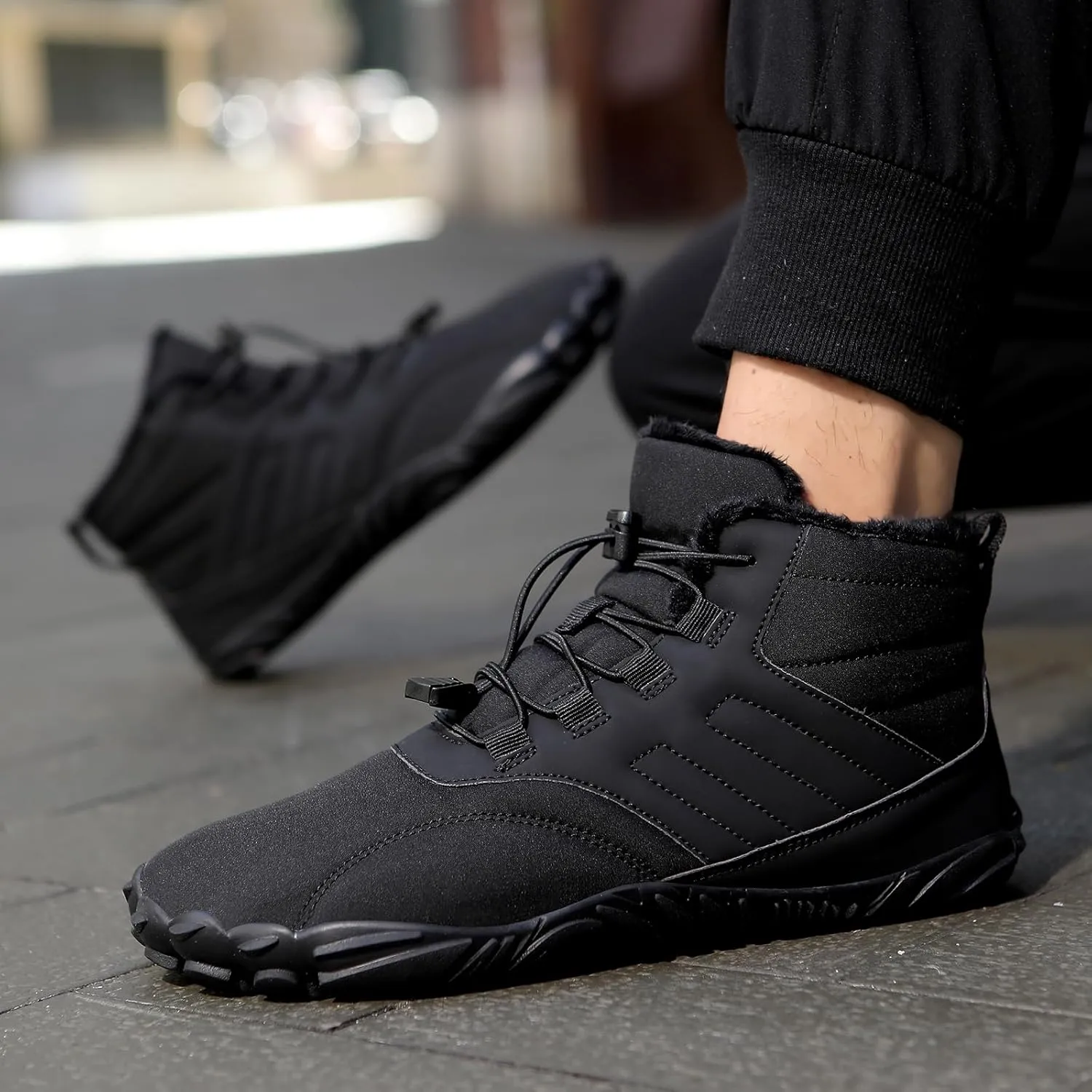 ZWRXW Winter Barefoot Shoes Women Men Hike Shoes Footwear Slip On Warm Zero Drop Snow Boot Minimalist Waterproof Shoe Wide Toe Barefoot Hiking Shoe Wide Toe Box Ankle Boots