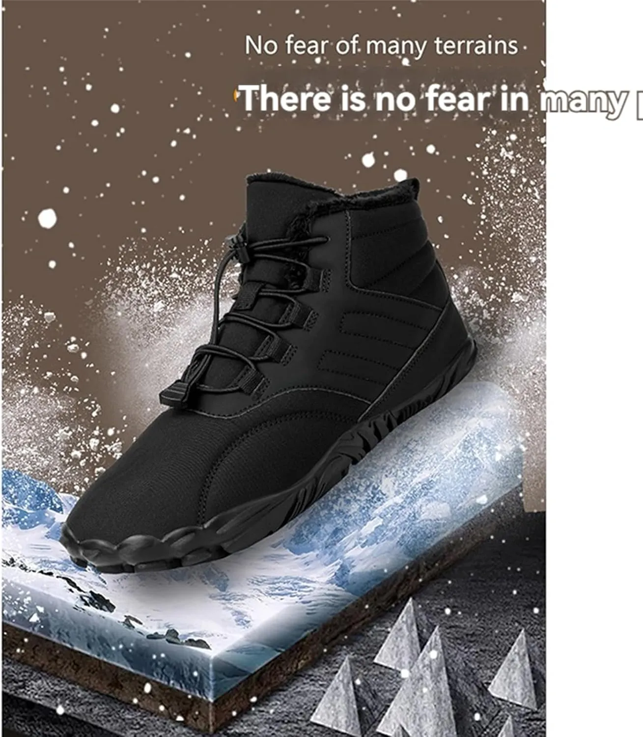 ZWRXW Winter Barefoot Shoes Women Men Hike Shoes Footwear Slip On Warm Zero Drop Snow Boot Minimalist Waterproof Shoe Wide Toe Barefoot Hiking Shoe Wide Toe Box Ankle Boots